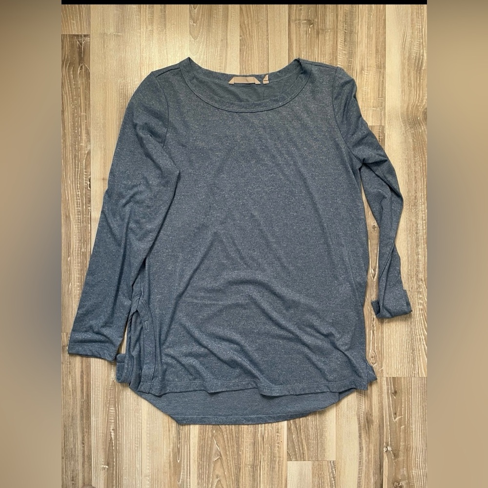 Soft Surroundings Blue Long Sleeve Crew Neck Blouse Size Small‎ Polyester Nylon